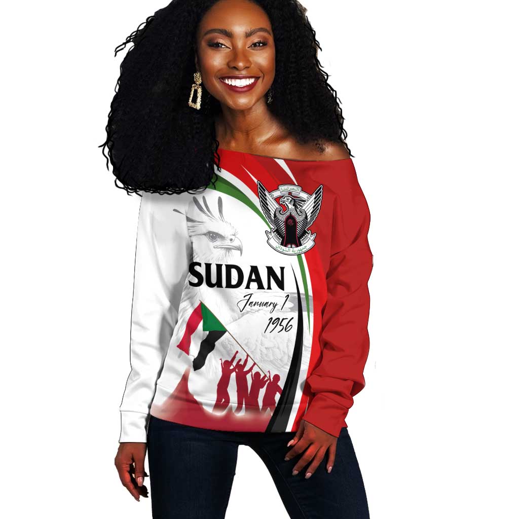 Happy Independence of Sudan Off Shoulder Sweater Soldiers Fight for Homeland - Victory is ours LT03