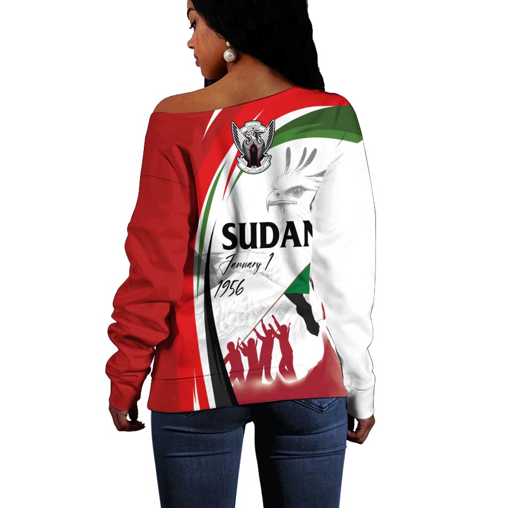 Happy Independence of Sudan Off Shoulder Sweater Soldiers Fight for Homeland - Victory is ours LT03