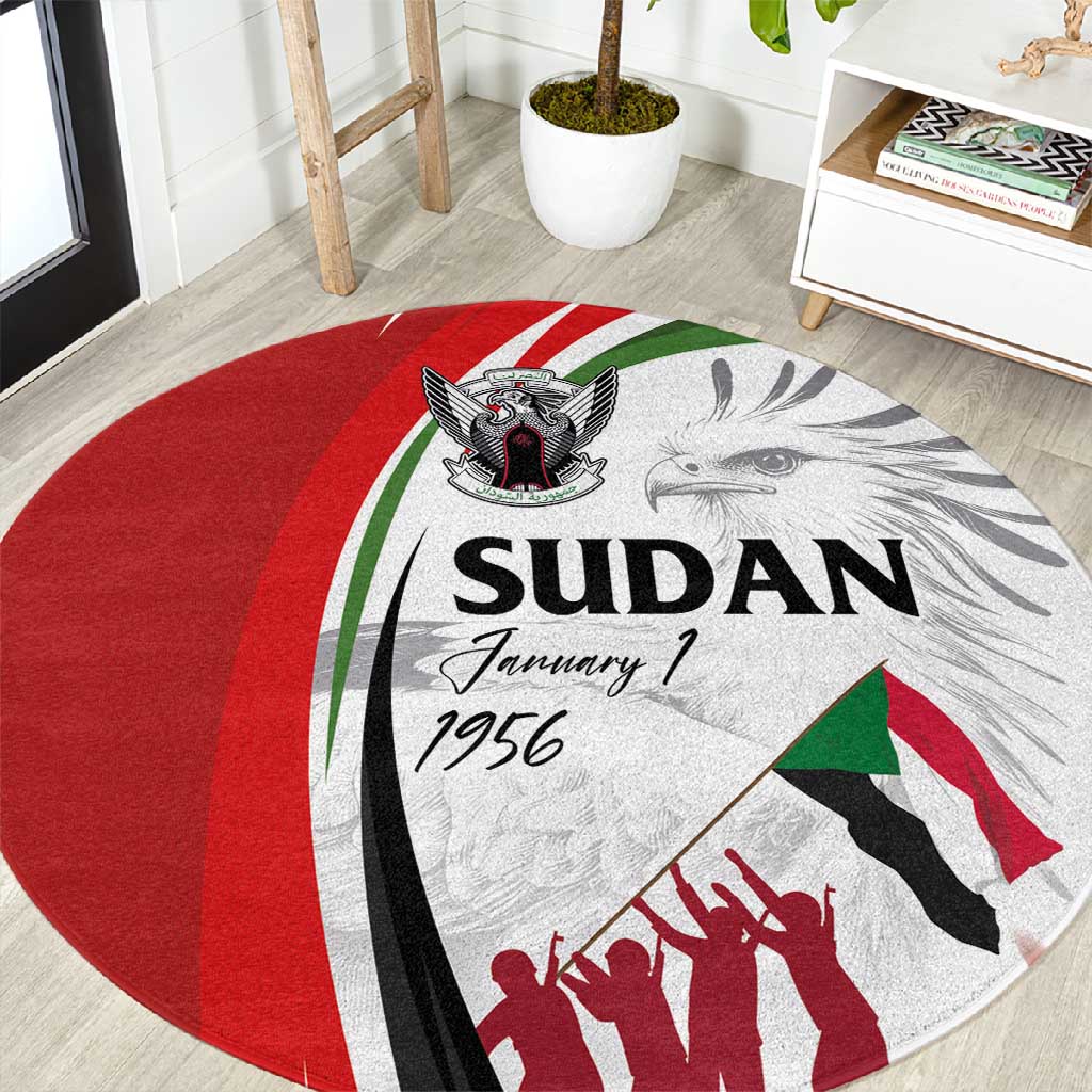 Happy Independence of Sudan Round Carpet Soldiers Fight for Homeland - Victory is ours LT03