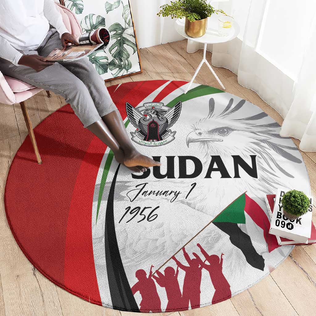 Happy Independence of Sudan Round Carpet Soldiers Fight for Homeland - Victory is ours LT03