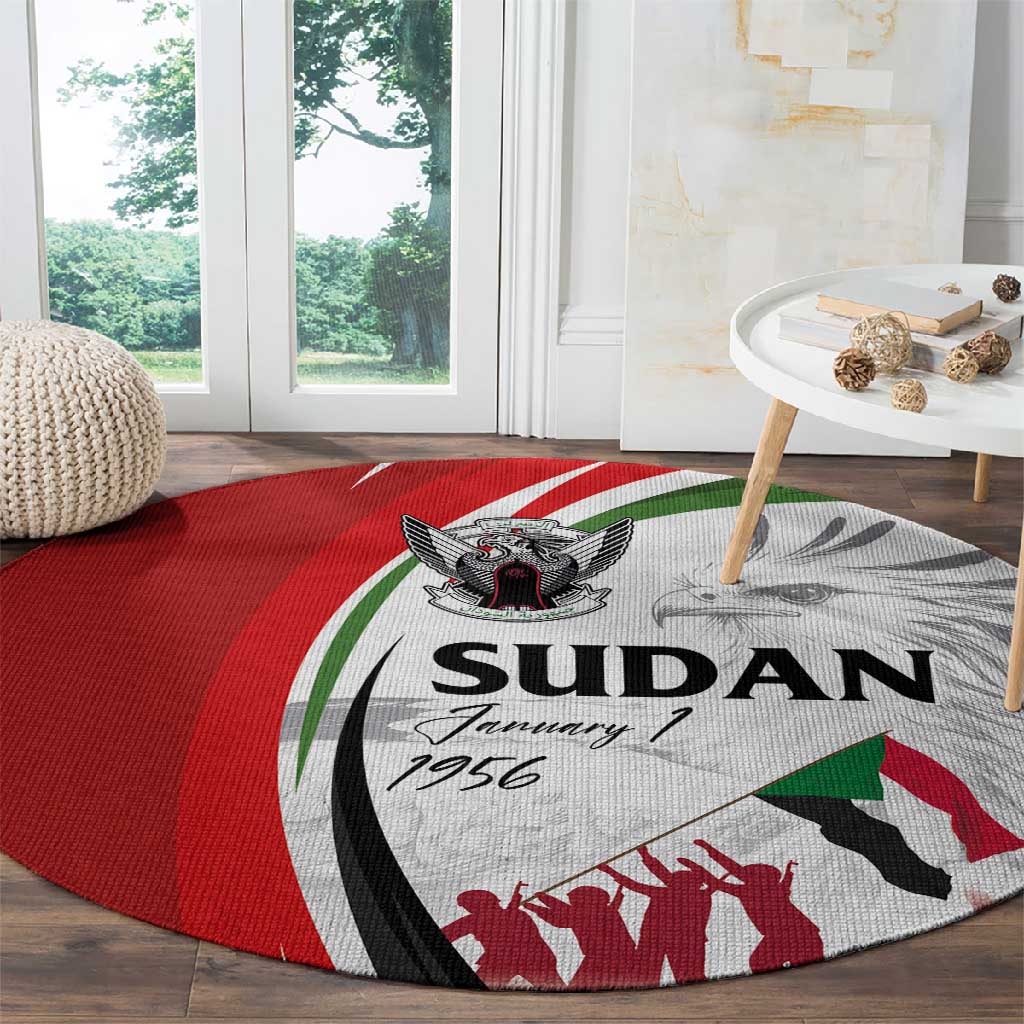 Happy Independence of Sudan Round Carpet Soldiers Fight for Homeland - Victory is ours LT03