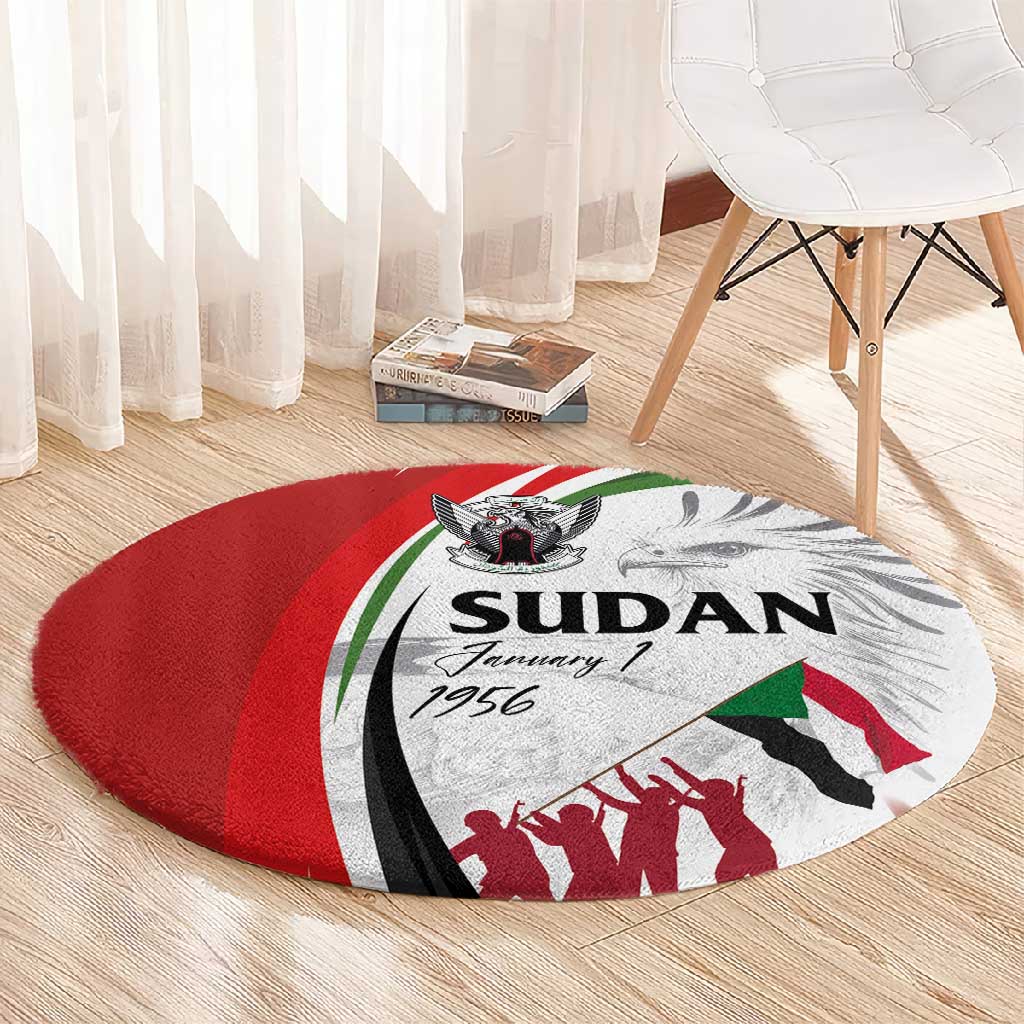 Happy Independence of Sudan Round Carpet Soldiers Fight for Homeland - Victory is ours LT03