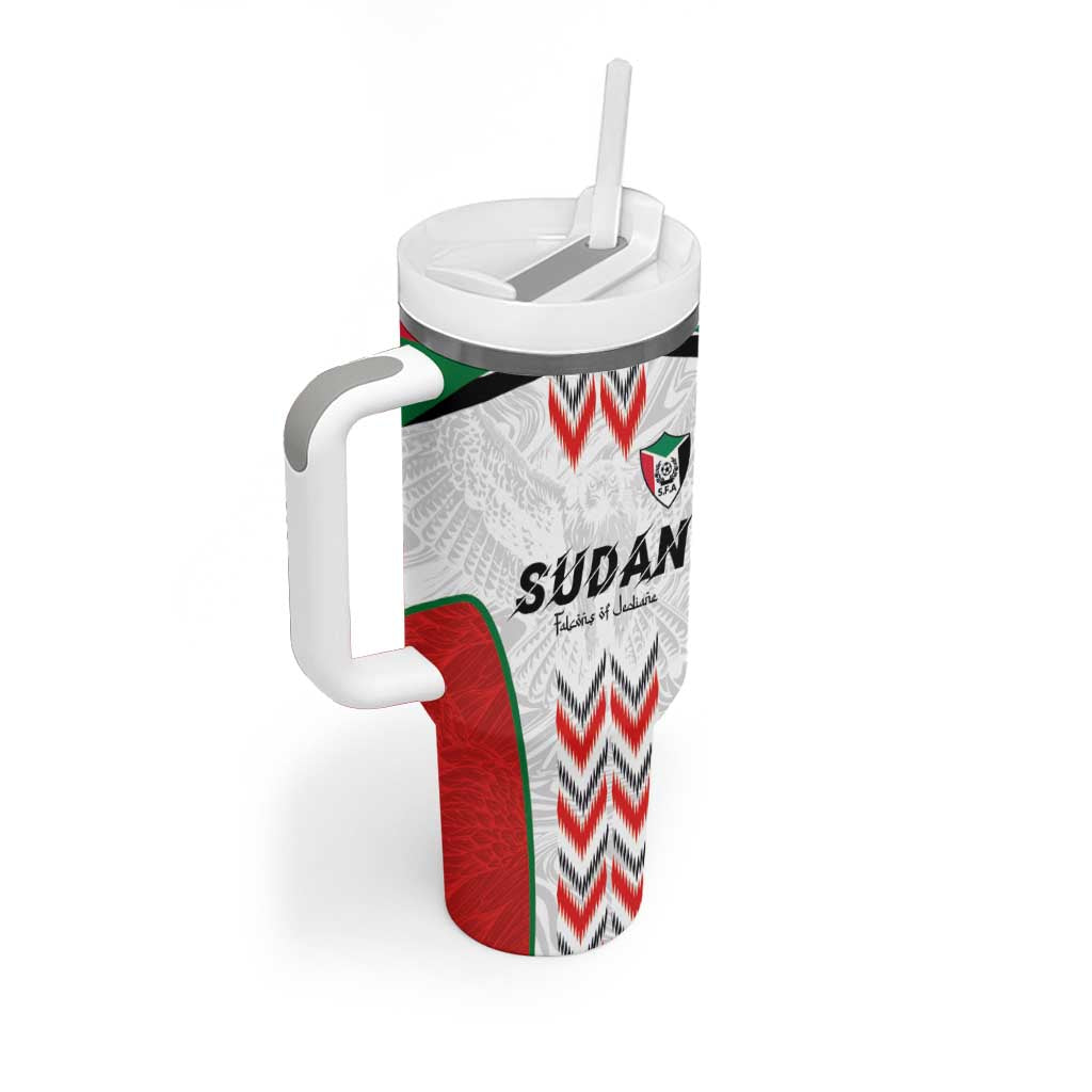 Custom Sudan Football Tumbler With Handle Wings of Victory - Go Falcons of Jediane LT03