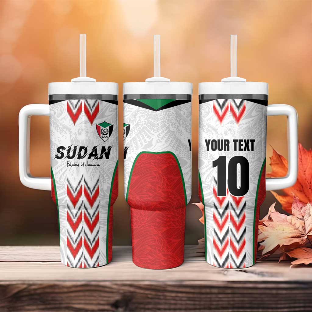 Custom Sudan Football Tumbler With Handle Wings of Victory - Go Falcons of Jediane LT03