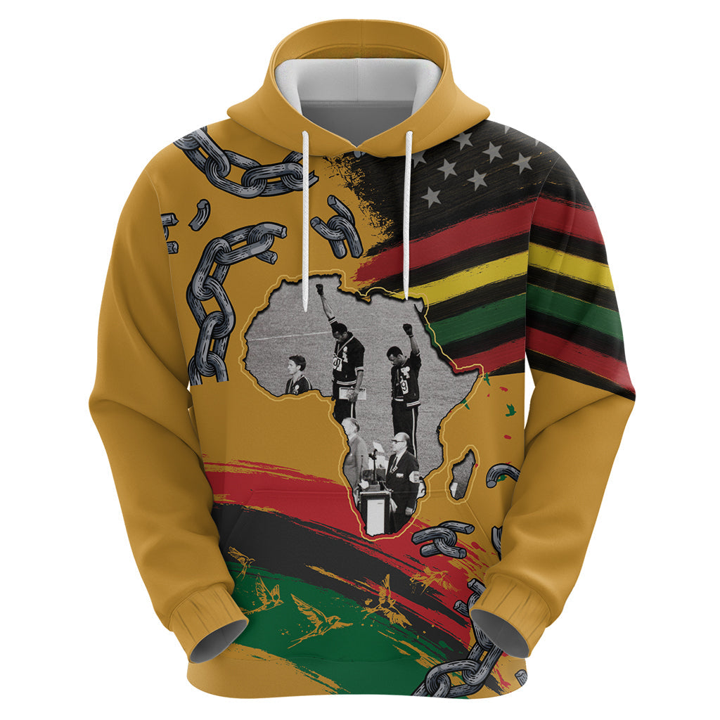 Juneteenth Freedom Day Hoodie 1968 Black Power Salute Broken Chain LT03
