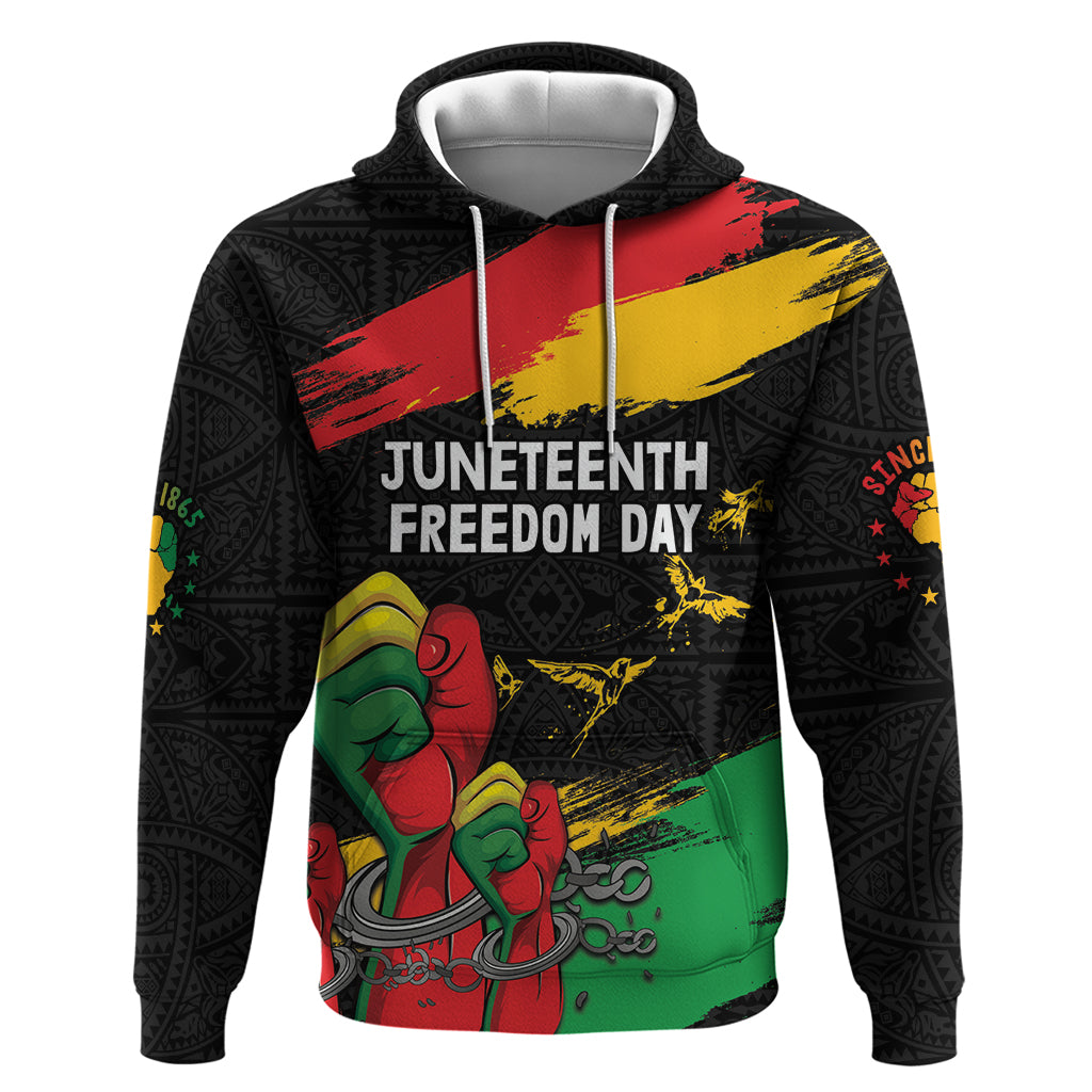 Personalized Juneteenth Freedom Day Hoodie Raised Fist Black Power and Africa Pattern LT03