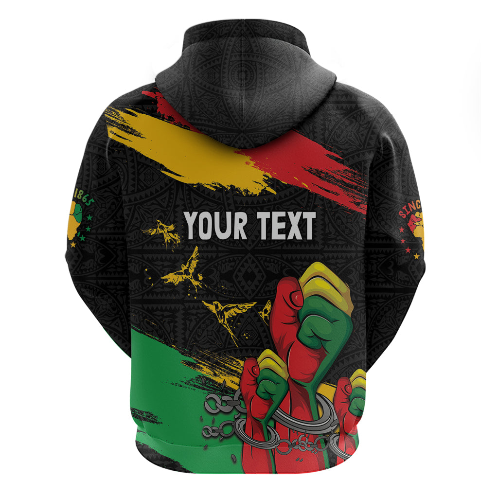 Personalized Juneteenth Freedom Day Hoodie Raised Fist Black Power and Africa Pattern LT03