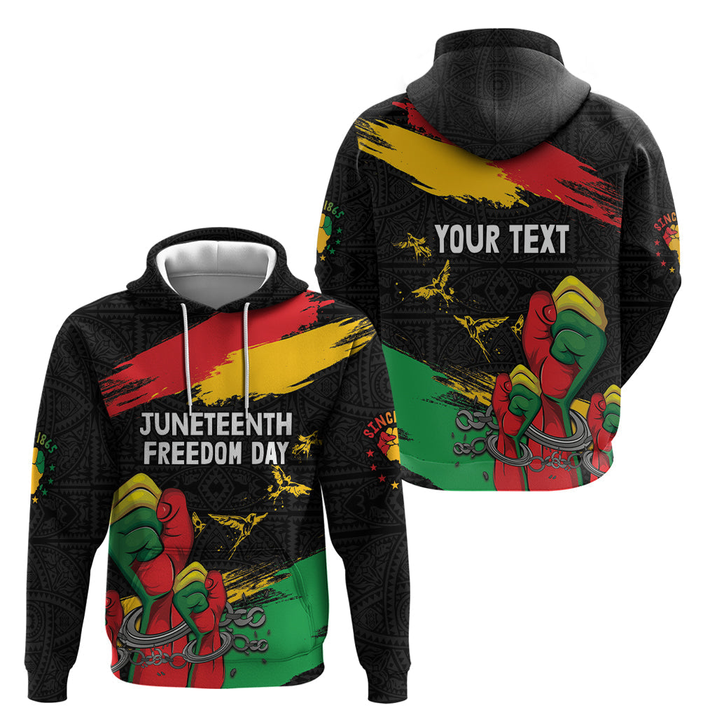 Personalized Juneteenth Freedom Day Hoodie Raised Fist Black Power and Africa Pattern LT03