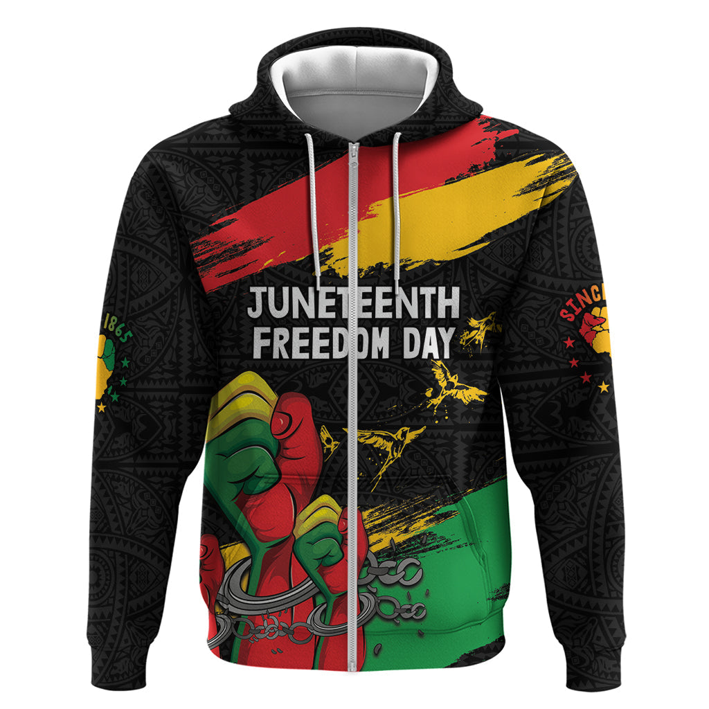 Personalized Juneteenth Freedom Day Hoodie Raised Fist Black Power and Africa Pattern LT03