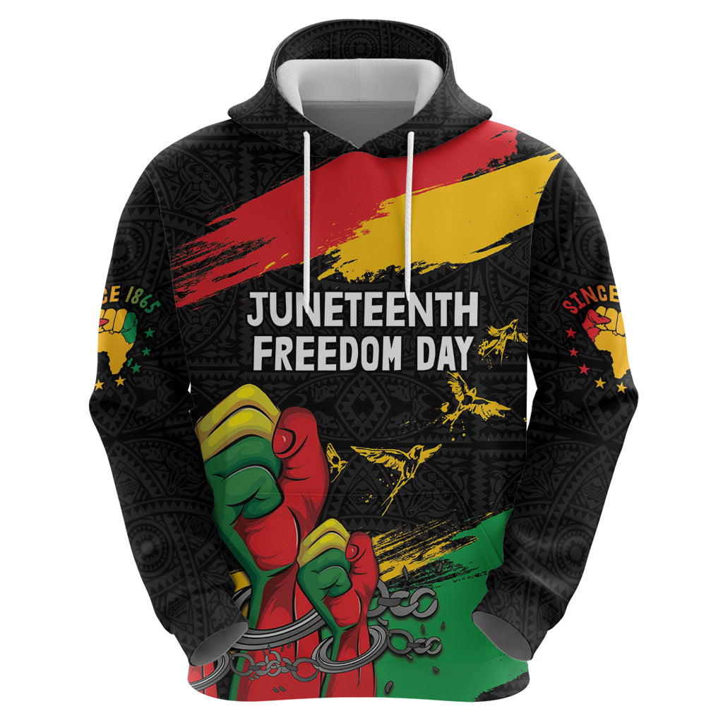 Personalized Juneteenth Freedom Day Hoodie Raised Fist Black Power and Africa Pattern LT03