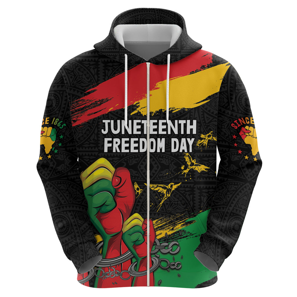 Personalized Juneteenth Freedom Day Hoodie Raised Fist Black Power and Africa Pattern LT03