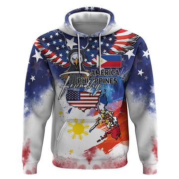 Philippine-American Friendship Hoodie USA Eagle and Philippines Flag with The Maps LT03