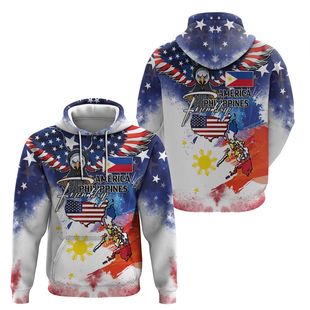 Philippine-American Friendship Hoodie USA Eagle and Philippines Flag with The Maps LT03