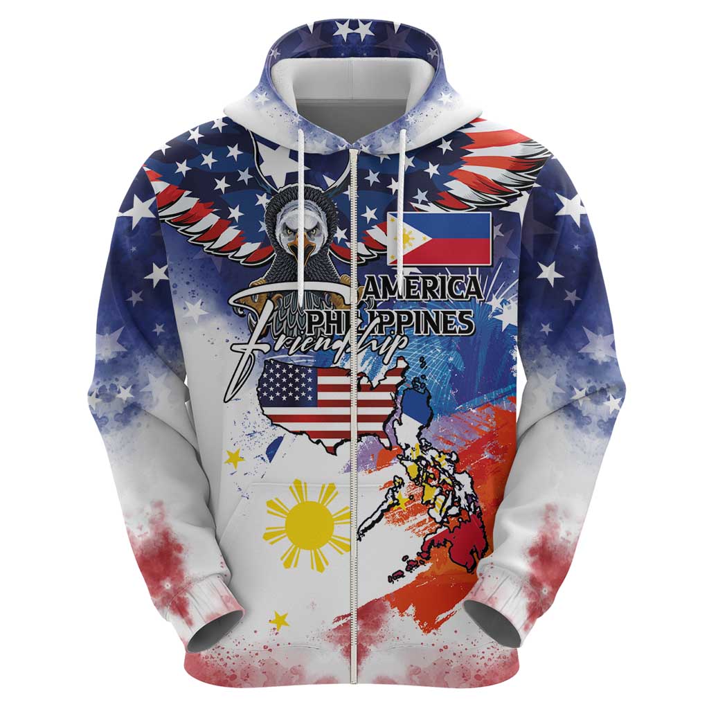 Philippine-American Friendship Hoodie USA Eagle and Philippines Flag with The Maps LT03