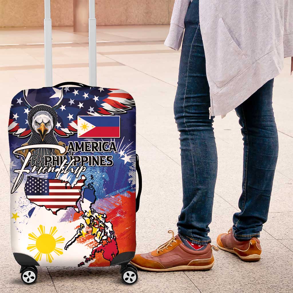 Philippine-American Friendship Luggage Cover USA Eagle and Philippines Flag with The Maps LT03