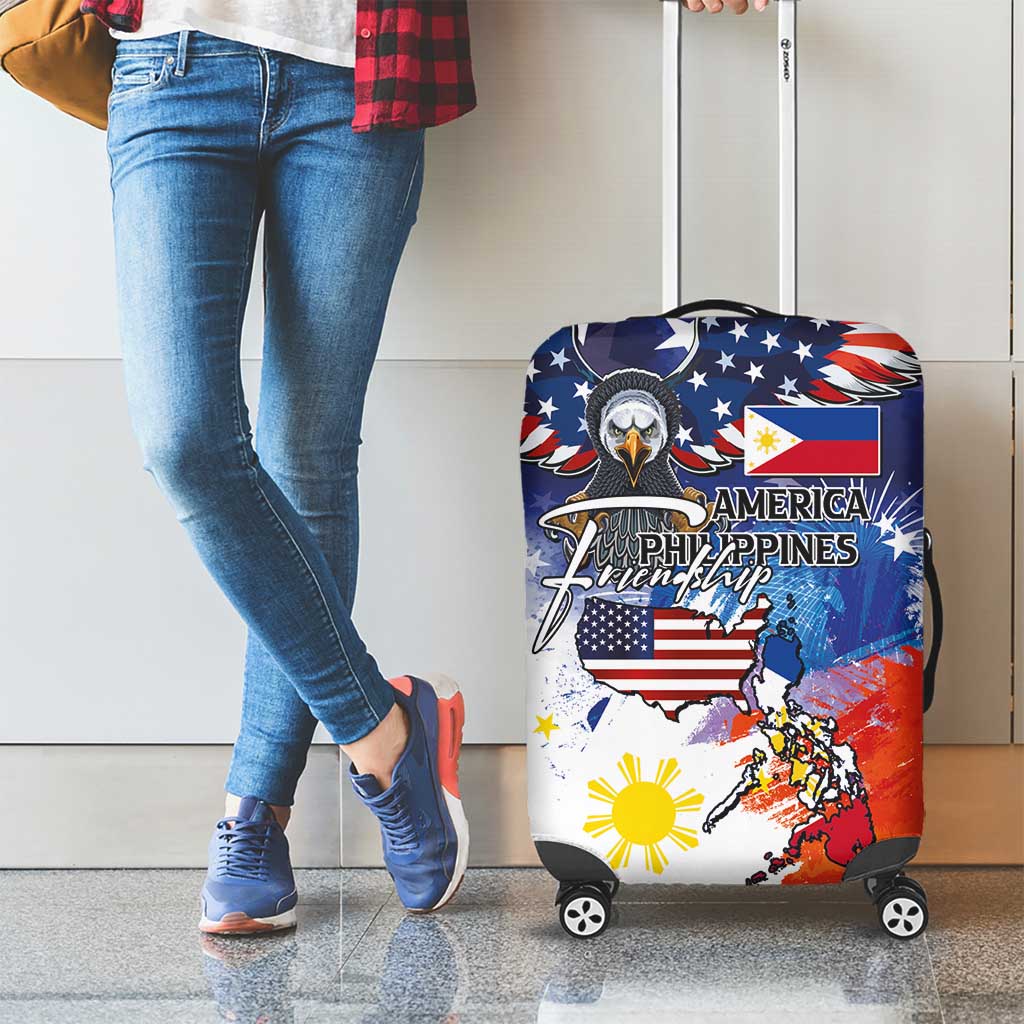 Philippine-American Friendship Luggage Cover USA Eagle and Philippines Flag with The Maps LT03