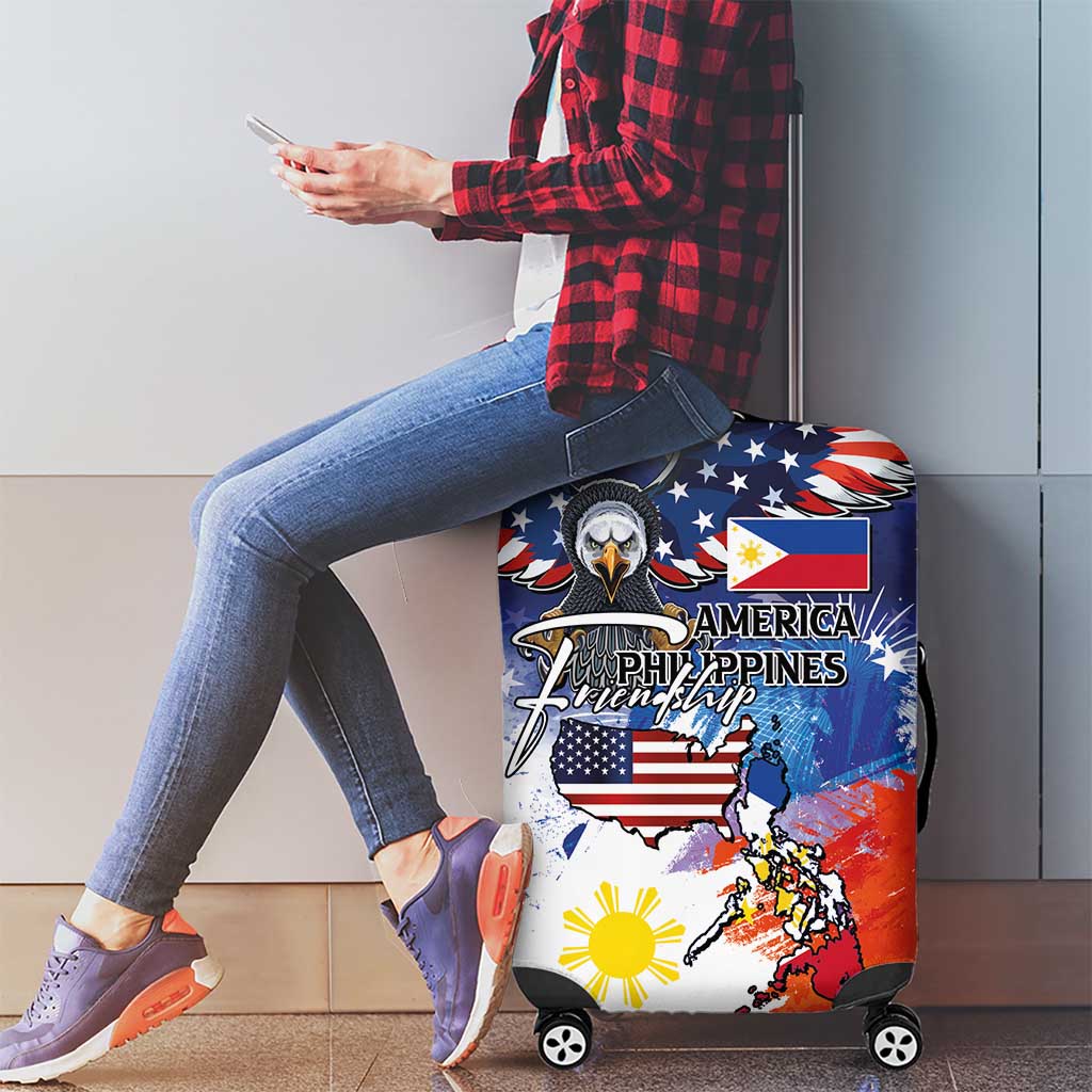 Philippine-American Friendship Luggage Cover USA Eagle and Philippines Flag with The Maps LT03