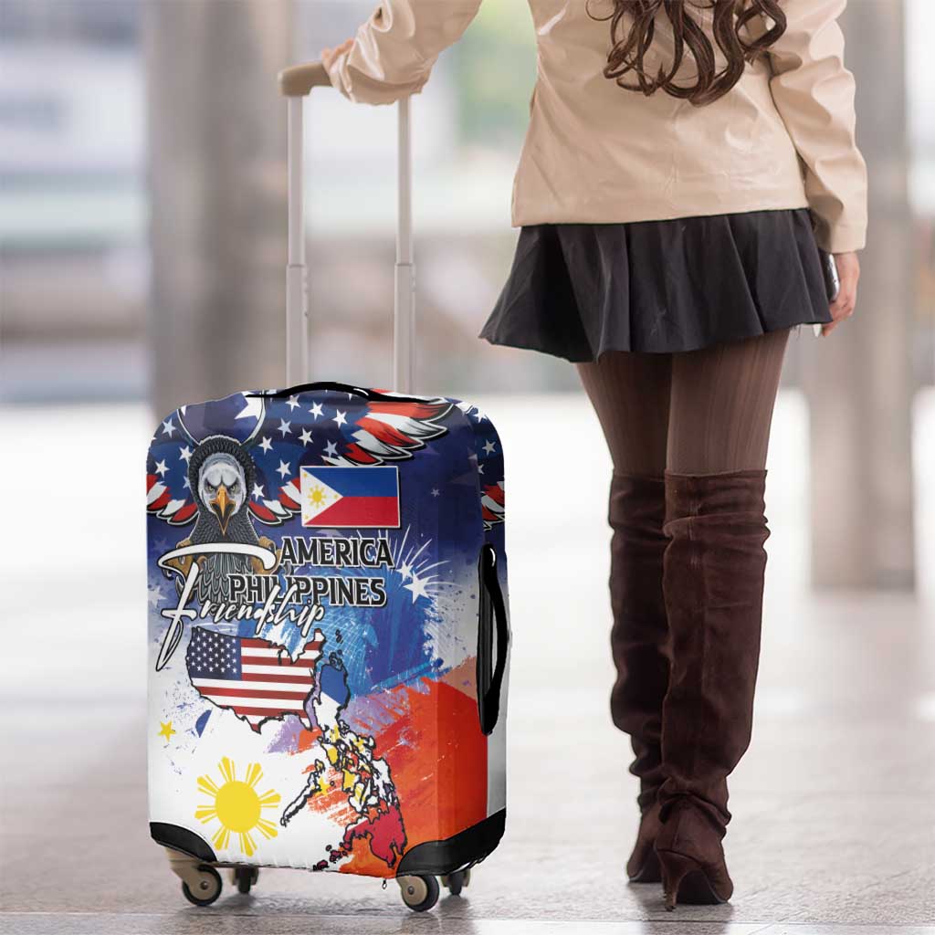 Philippine-American Friendship Luggage Cover USA Eagle and Philippines Flag with The Maps LT03
