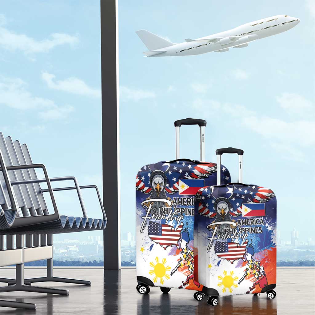 Philippine-American Friendship Luggage Cover USA Eagle and Philippines Flag with The Maps LT03