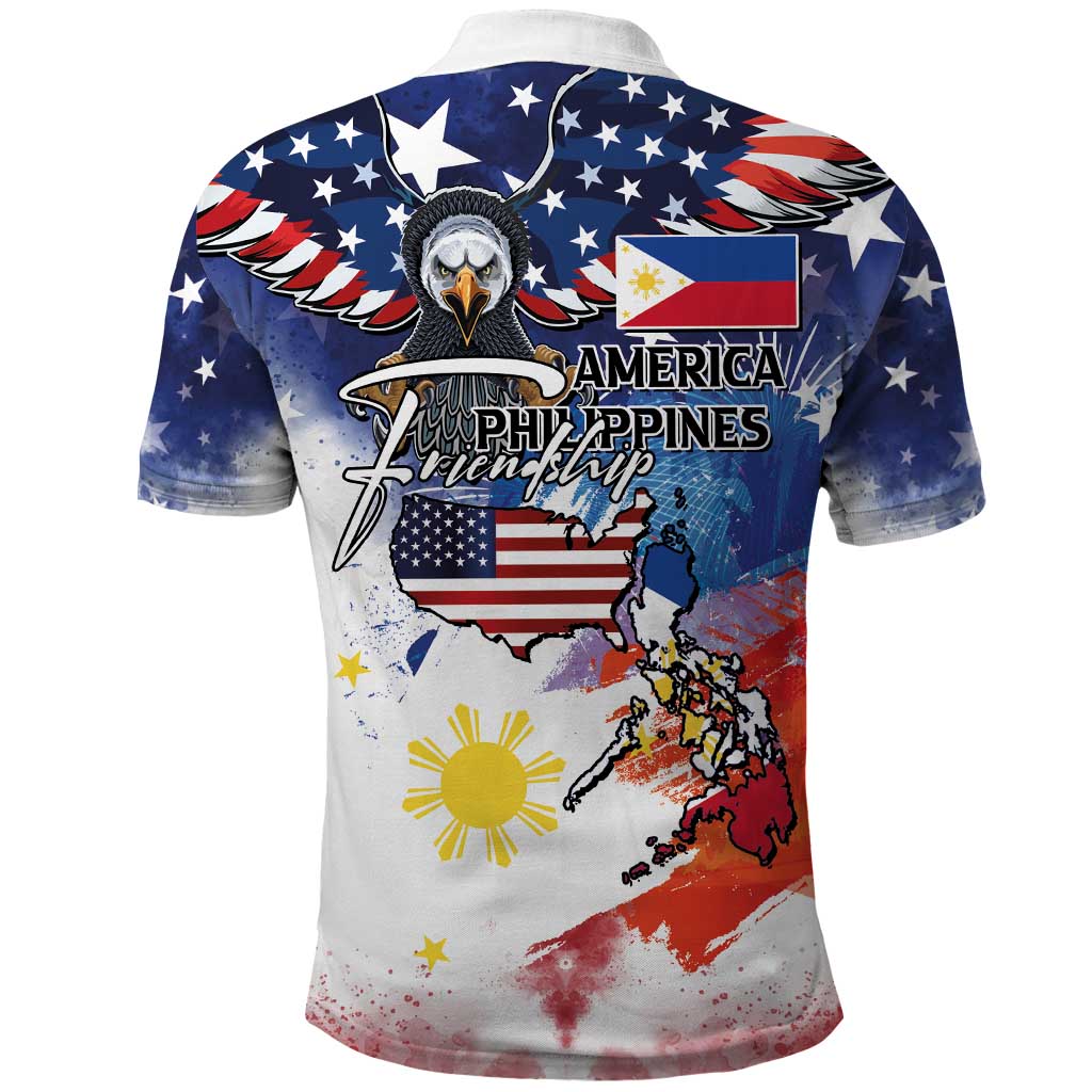 Philippine-American Friendship Polo Shirt USA Eagle and Philippines Flag with The Maps LT03