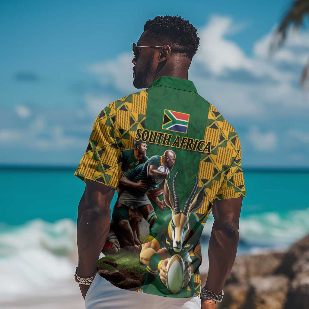 South Africa Rugby Hawaiian Shirt - Springbok Mascot, Players Fighting for Victory LT03