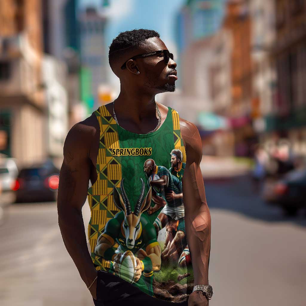 South Africa Rugby Men Tank Top - Springbok Mascot, Players Fighting for Victory LT03