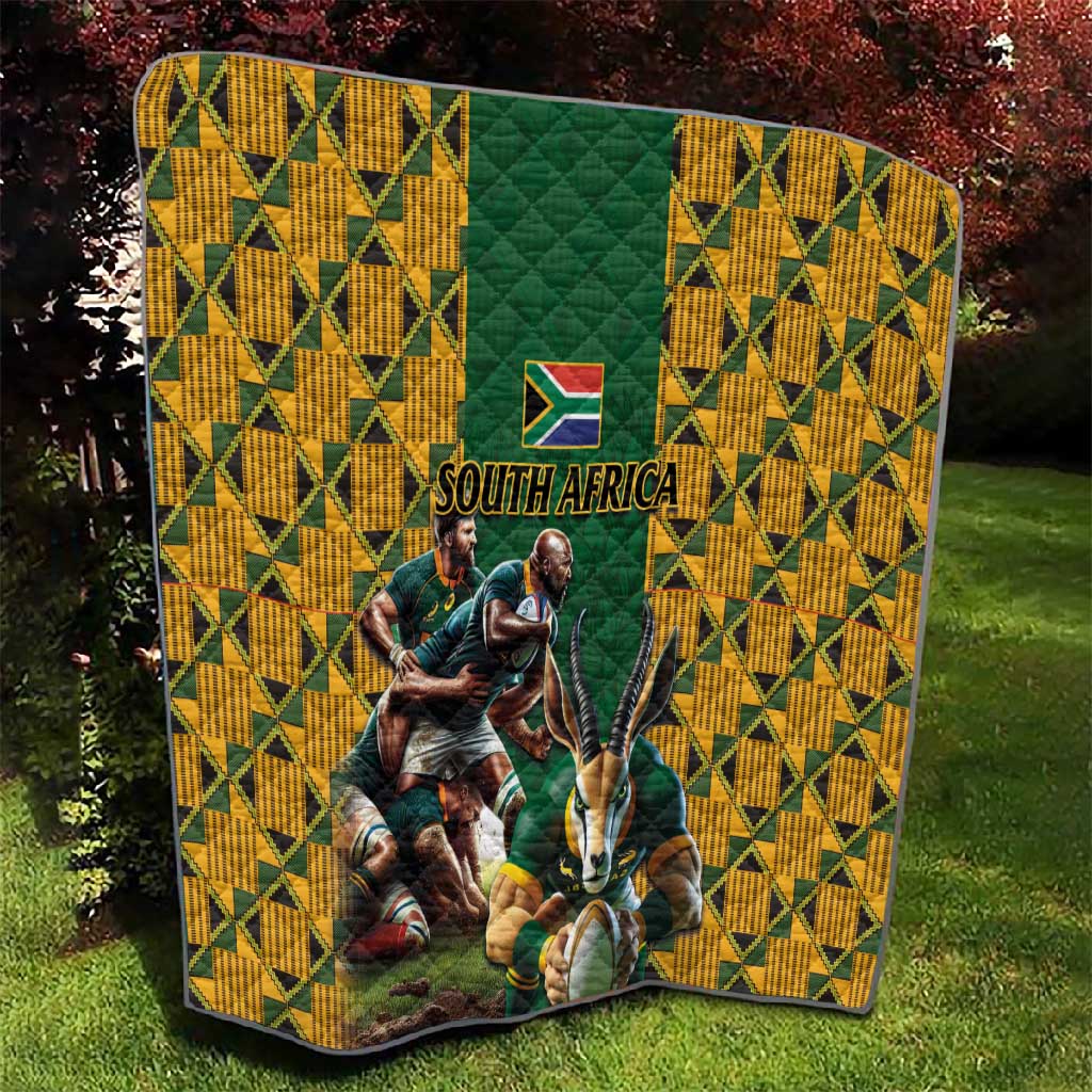 South Africa Rugby Quilt - Springbok Mascot, Players Fighting for Victory LT03