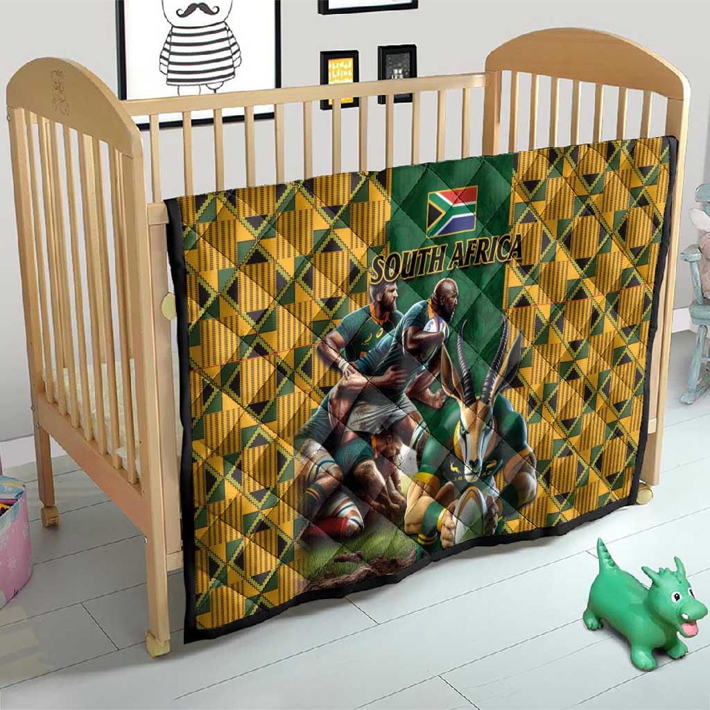South Africa Rugby Quilt - Springbok Mascot, Players Fighting for Victory LT03