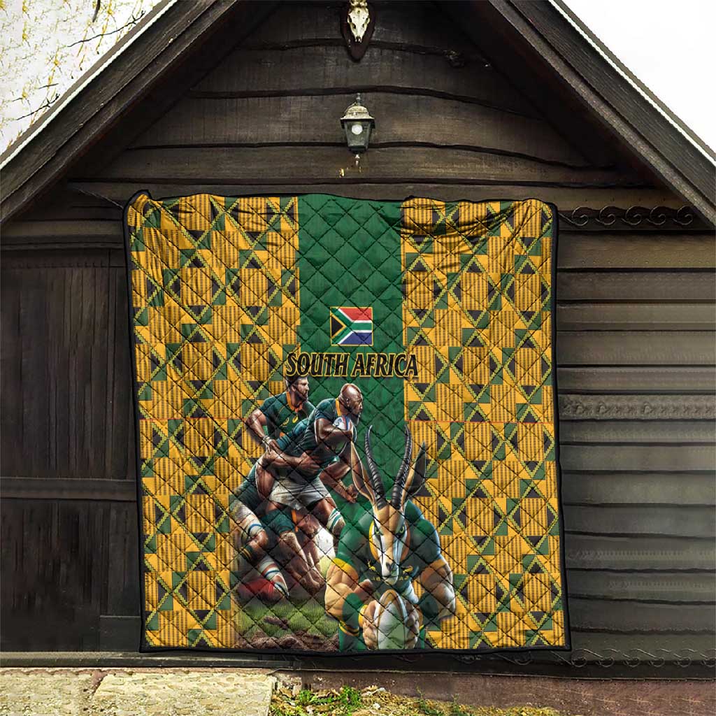 South Africa Rugby Quilt - Springbok Mascot, Players Fighting for Victory LT03