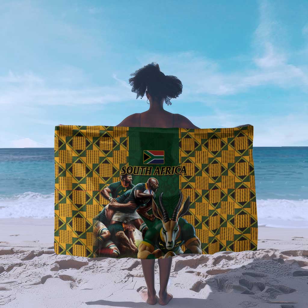 South Africa Rugby Sarong - Springbok Mascot, Players Fighting for Victory LT03