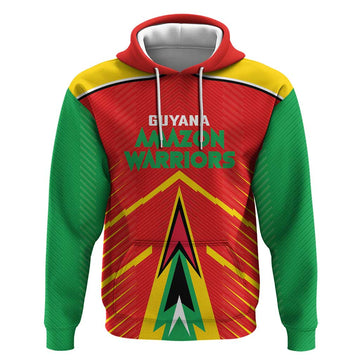Custom Guyana Cricket Amazon Warriors Hoodie Green Red Gold Glory LT03