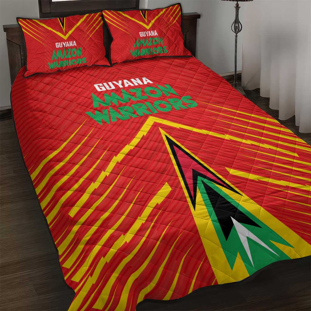 Guyana Cricket Amazon Warriors Quilt Bed Set Go Glory-Green Red Gold LT03