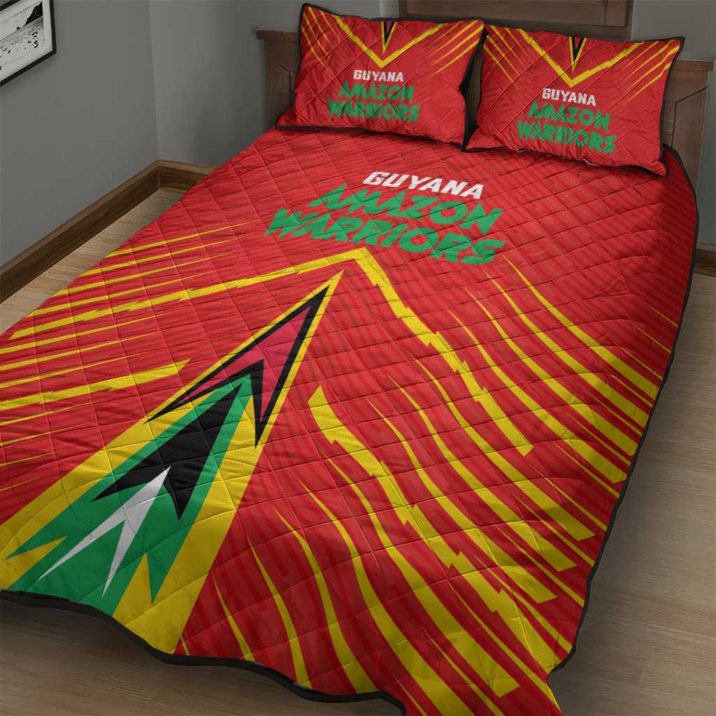 Guyana Cricket Amazon Warriors Quilt Bed Set Go Glory-Green Red Gold LT03