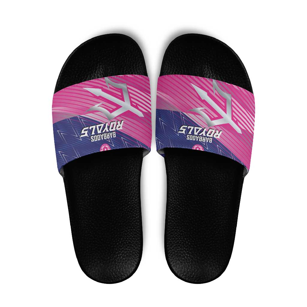 Barbados Cricket Royals Slide Sandals Sporty Style with Trident Symbol LT03