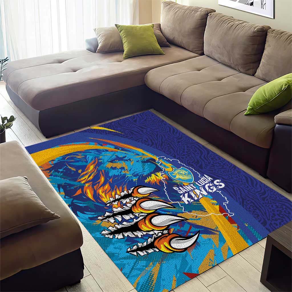Saint Lucia Cricket Kings Area Rug Caribbean-Roar of Power Lions LT03