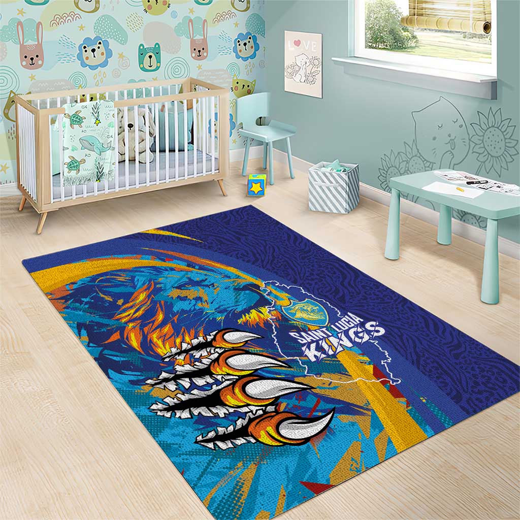 Saint Lucia Cricket Kings Area Rug Caribbean-Roar of Power Lions LT03
