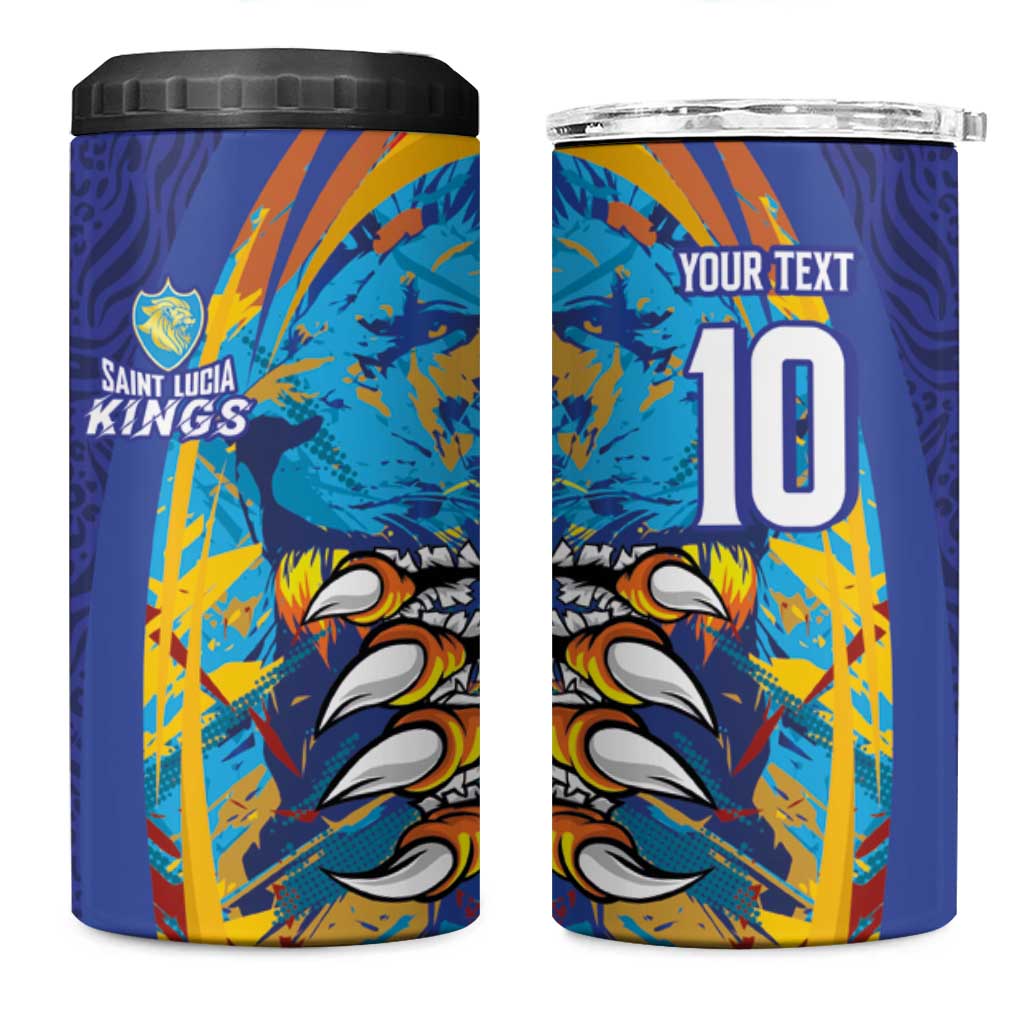 Custom Saint Lucia Cricket Kings 4 in 1 Can Cooler Tumbler Caribbean-Roar of Power Lions LT03