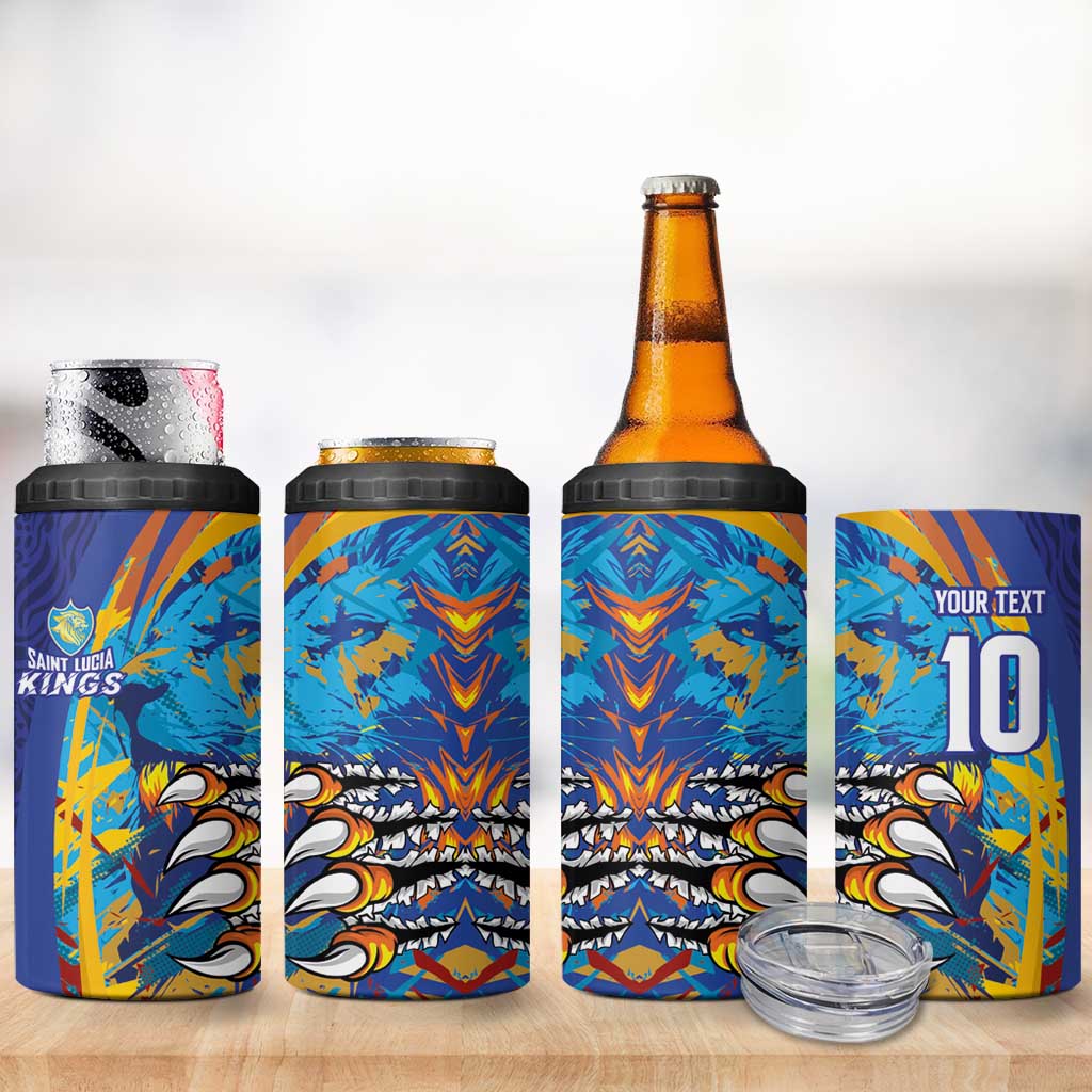Custom Saint Lucia Cricket Kings 4 in 1 Can Cooler Tumbler Caribbean-Roar of Power Lions LT03