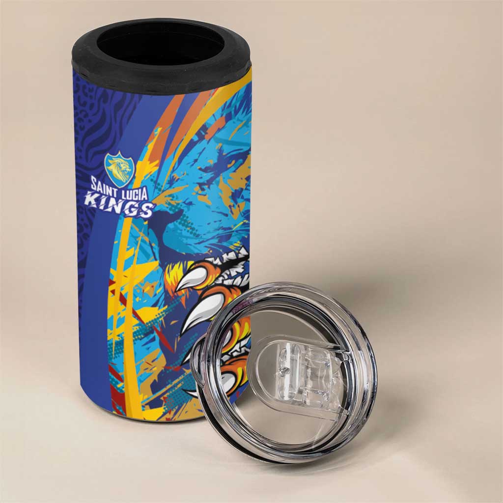 Custom Saint Lucia Cricket Kings 4 in 1 Can Cooler Tumbler Caribbean-Roar of Power Lions LT03