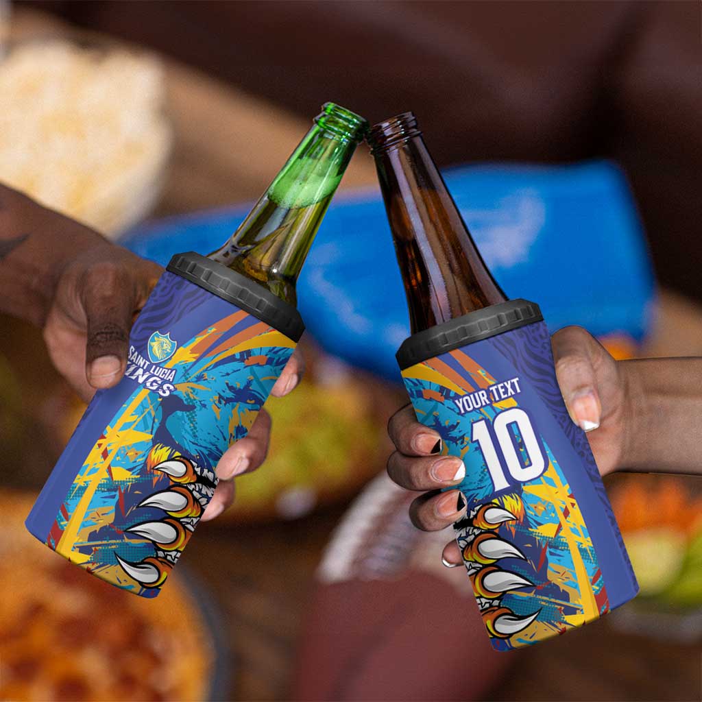 Custom Saint Lucia Cricket Kings 4 in 1 Can Cooler Tumbler Caribbean-Roar of Power Lions LT03