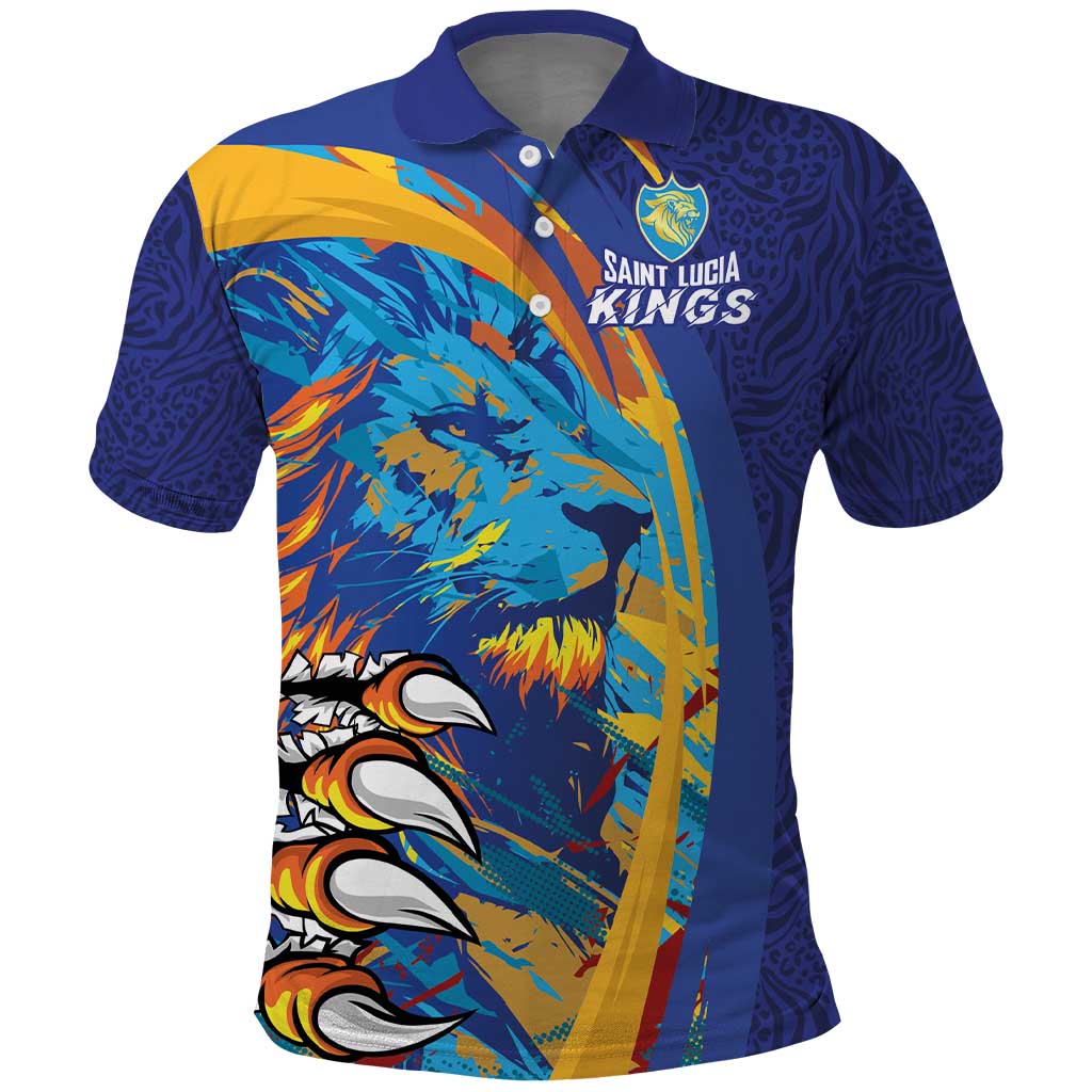 Custom Saint Lucia Cricket Kings Polo Shirt Power Lions of Caribbean LT03