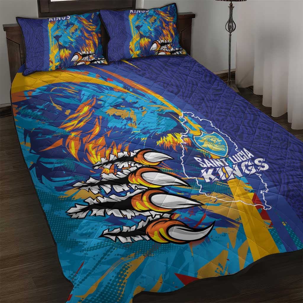 Saint Lucia Cricket Kings Quilt Bed Set Caribbean-Roar of Power Lions LT03