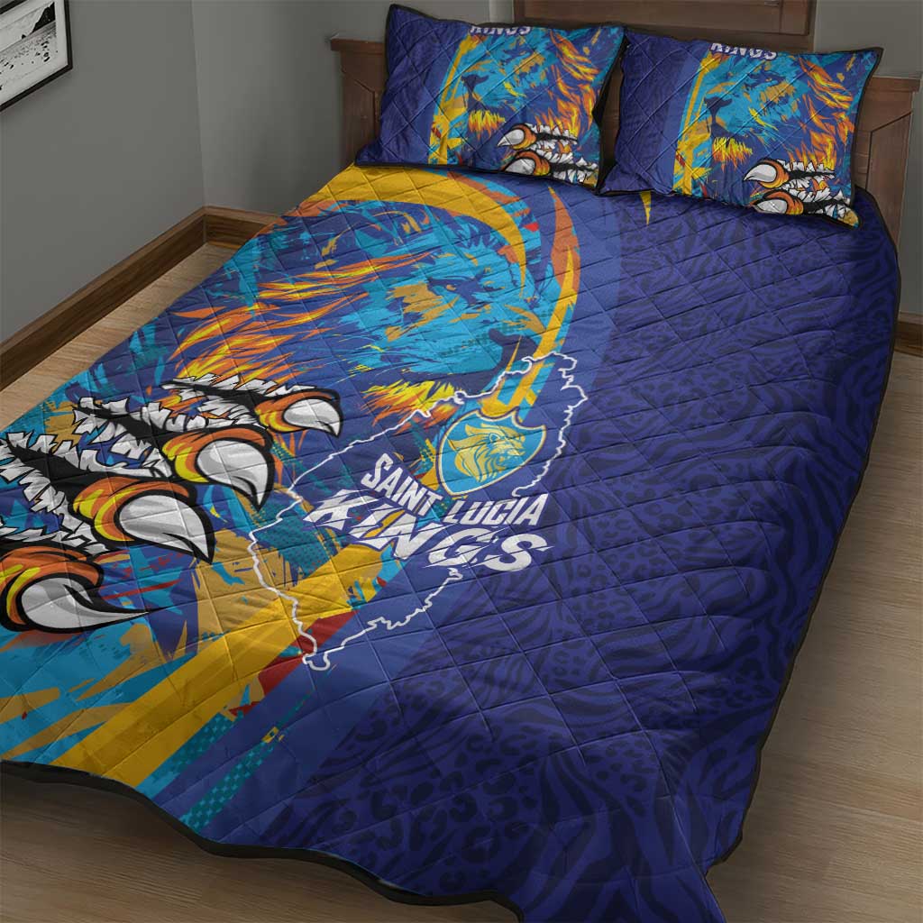 Saint Lucia Cricket Kings Quilt Bed Set Caribbean-Roar of Power Lions LT03