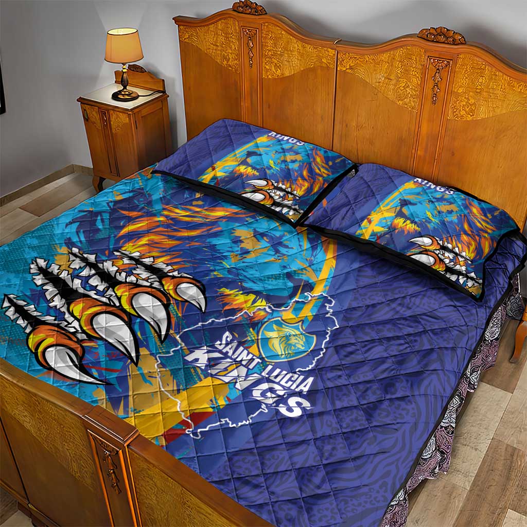 Saint Lucia Cricket Kings Quilt Bed Set Caribbean-Roar of Power Lions LT03