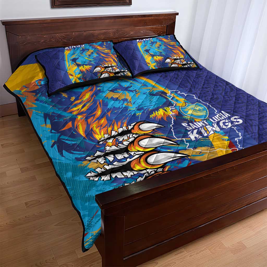 Saint Lucia Cricket Kings Quilt Bed Set Caribbean-Roar of Power Lions LT03