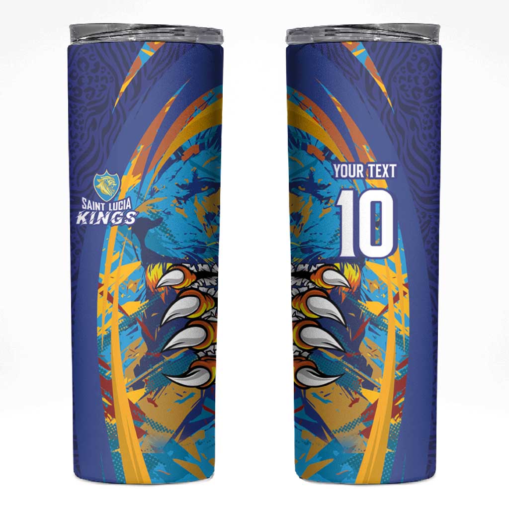 Custom Saint Lucia Cricket Kings Skinny Tumbler Caribbean-Roar of Power Lions LT03