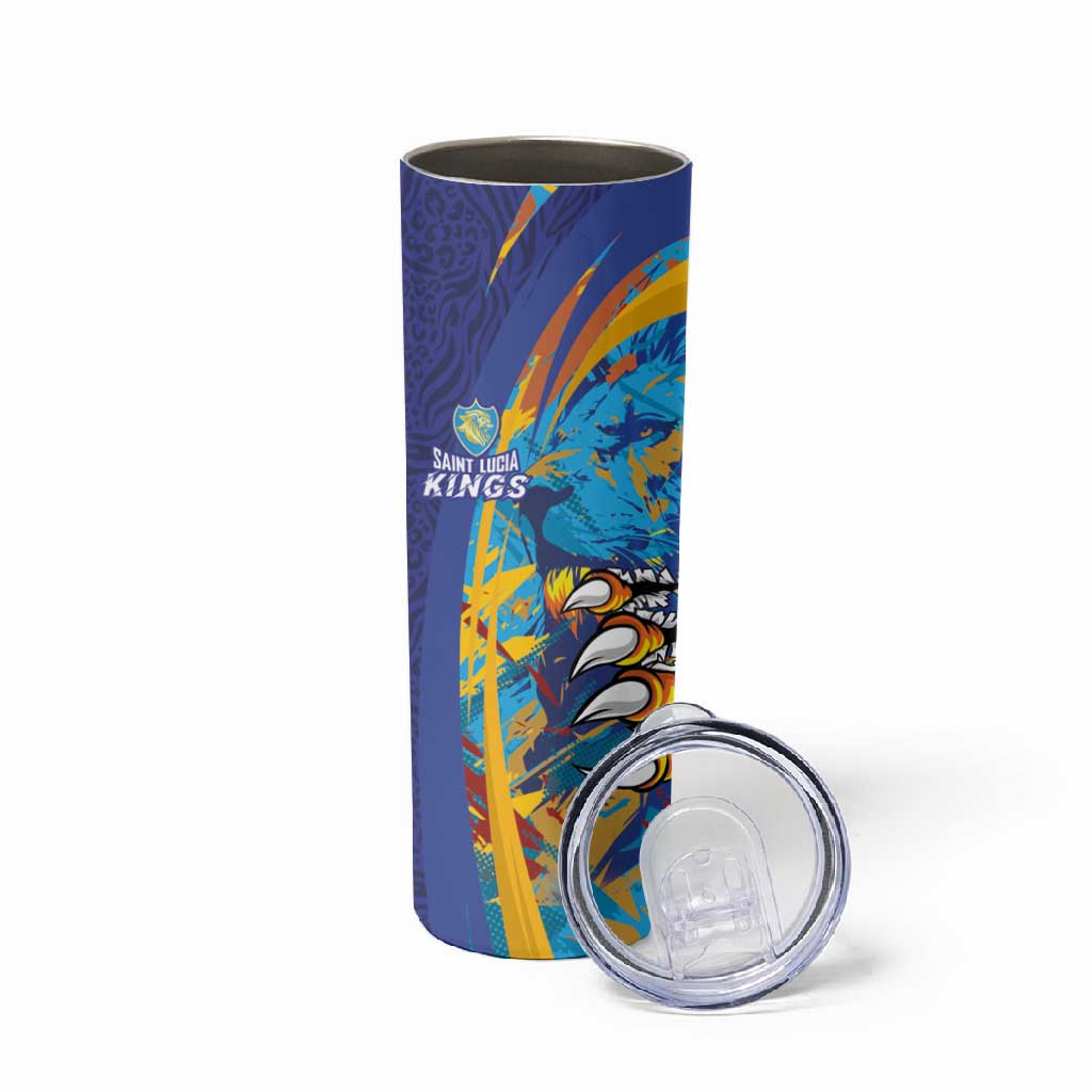 Custom Saint Lucia Cricket Kings Skinny Tumbler Caribbean-Roar of Power Lions LT03