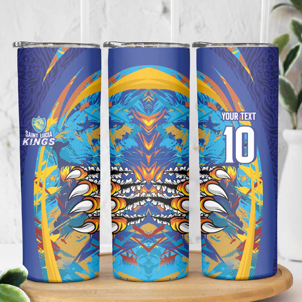 Custom Saint Lucia Cricket Kings Skinny Tumbler Caribbean-Roar of Power Lions LT03