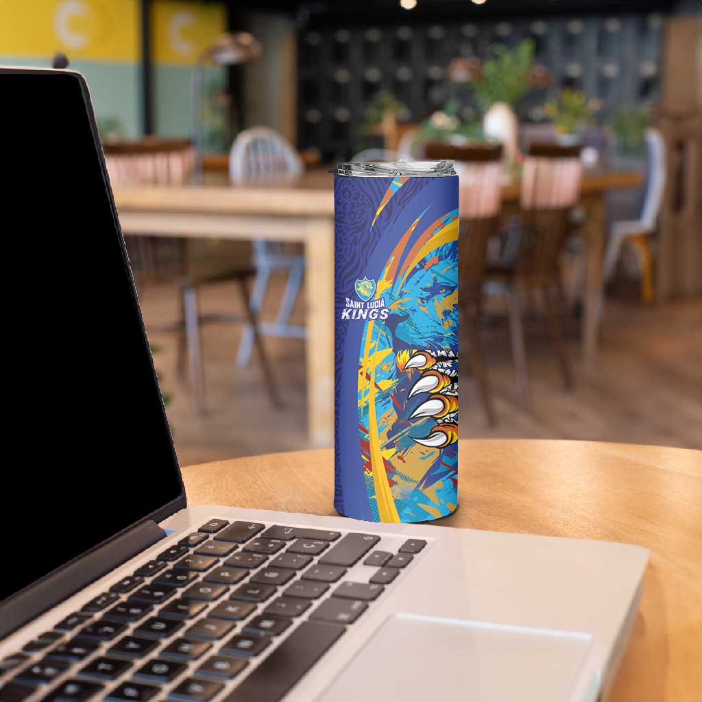 Custom Saint Lucia Cricket Kings Skinny Tumbler Caribbean-Roar of Power Lions LT03