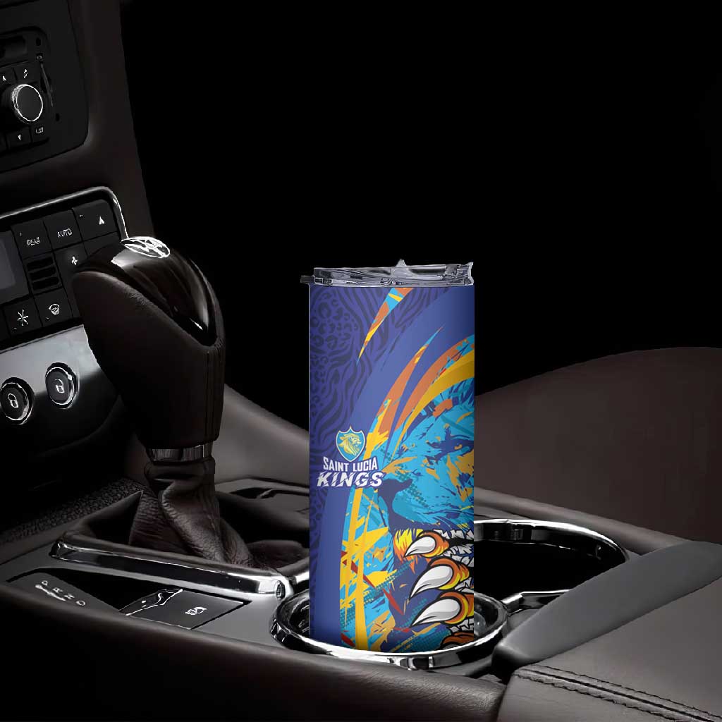 Custom Saint Lucia Cricket Kings Skinny Tumbler Caribbean-Roar of Power Lions LT03